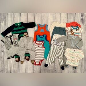 Baby Boys 9 Months Clothing Bundle 15 Pcs/Bodysuits, Pants, Pajamas & Outfits